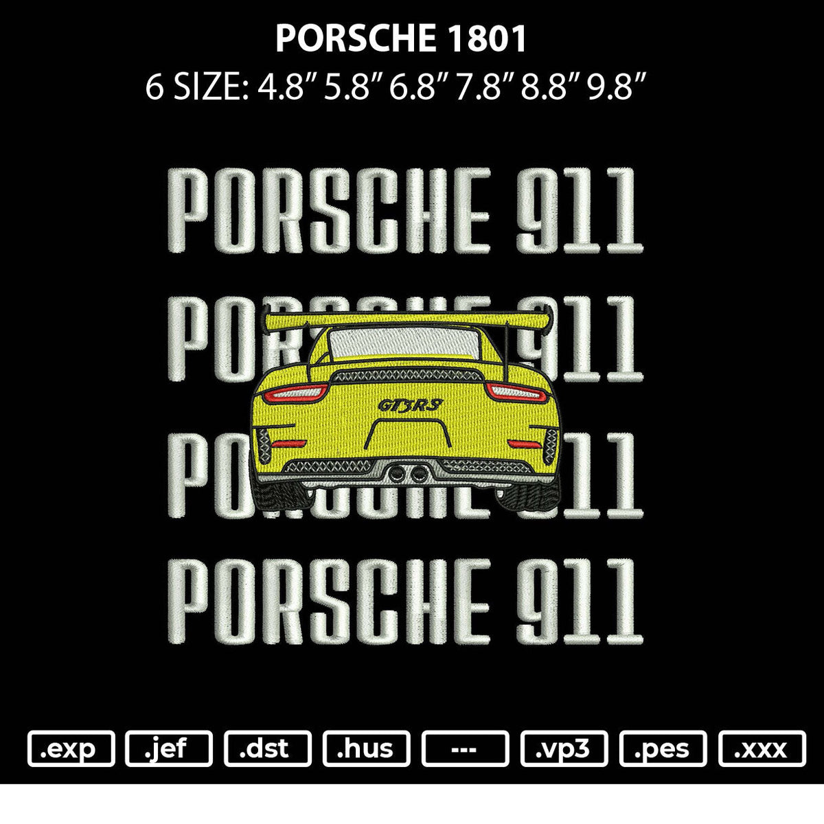 Porsche1801 Embroidery File 6 sizes