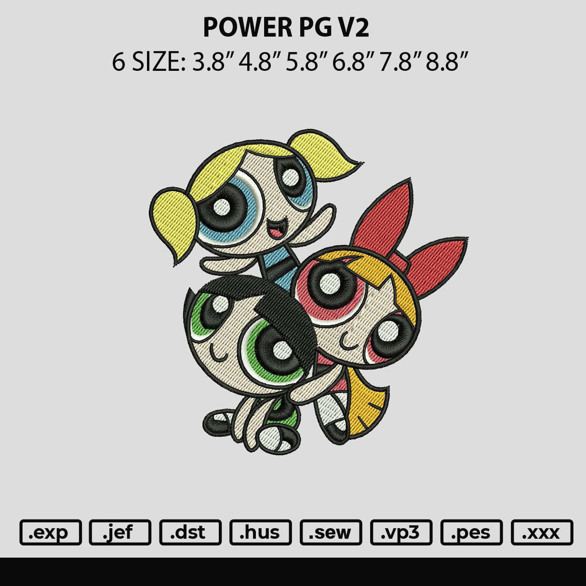 Power Pg V2 Embroidery File 6 sizes
