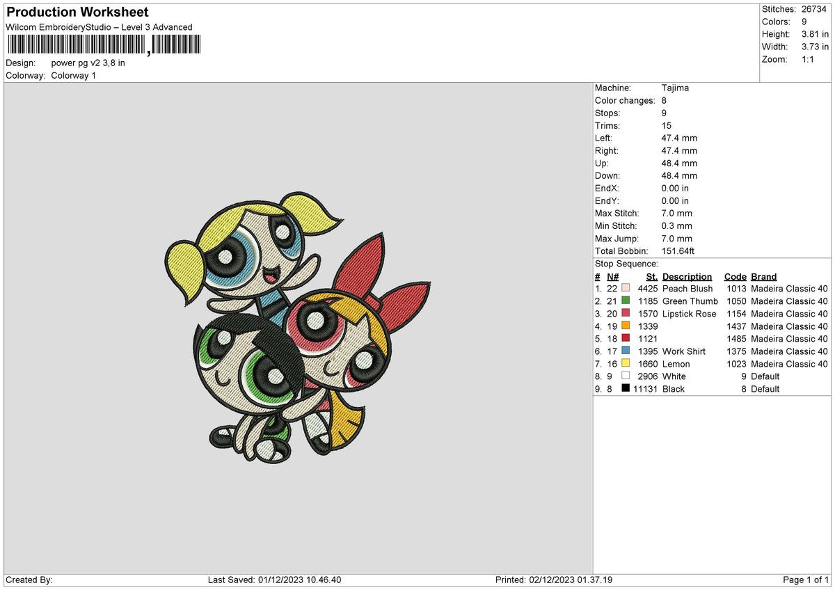 Power Pg V2 Embroidery File 6 sizes