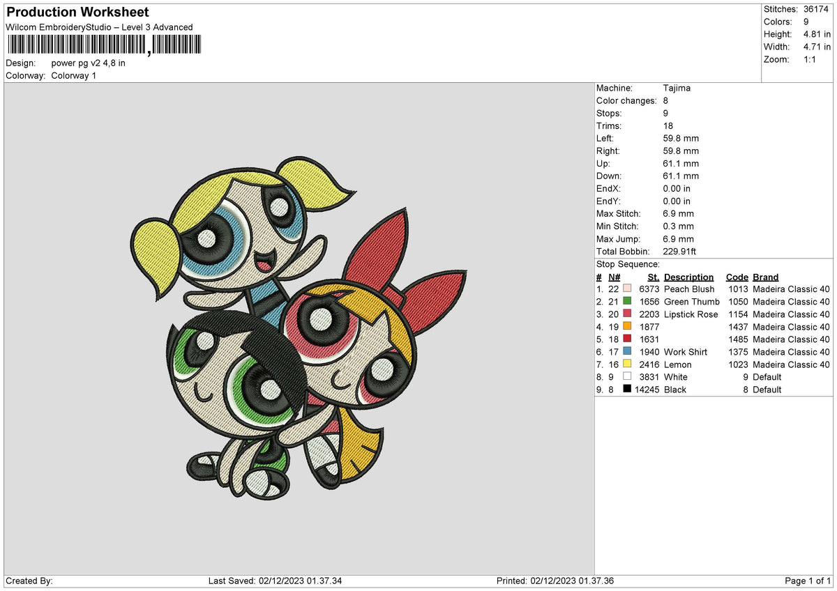 Power Pg V2 Embroidery File 6 sizes