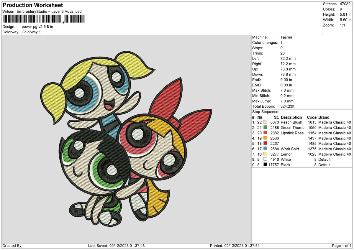 Power Pg V2 Embroidery File 6 sizes
