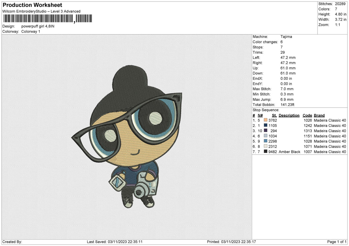 Powerpuff girl v3 Embroidery File 6 size