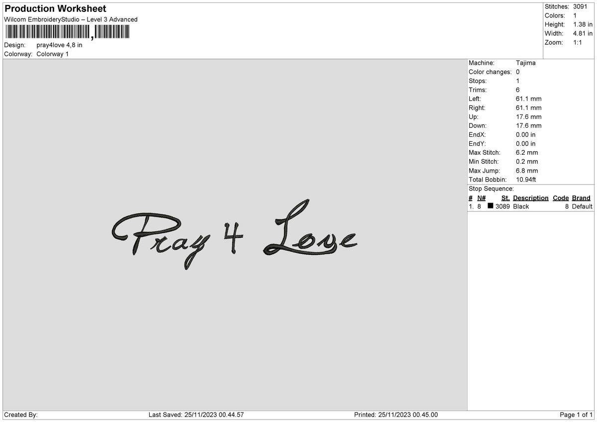 Pray Love Embroidery File 6 sizes