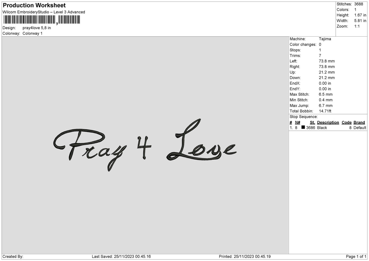 Pray Love Embroidery File 6 sizes