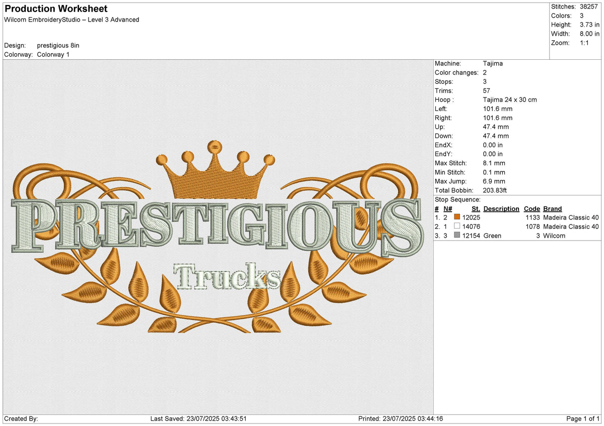 Prestigious Embroidery File 6 size