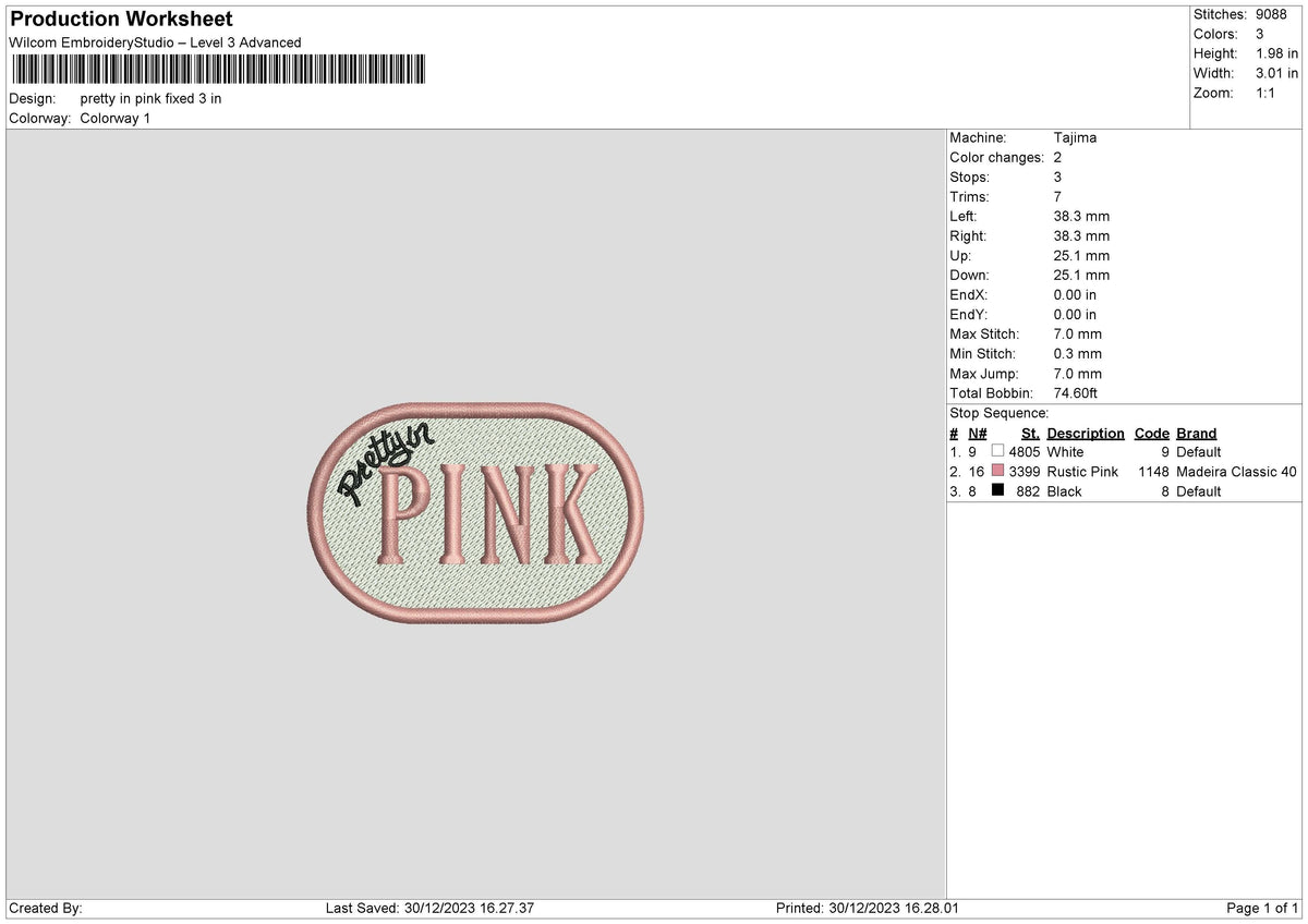 Pink Oval Embroidery File 6 sizes