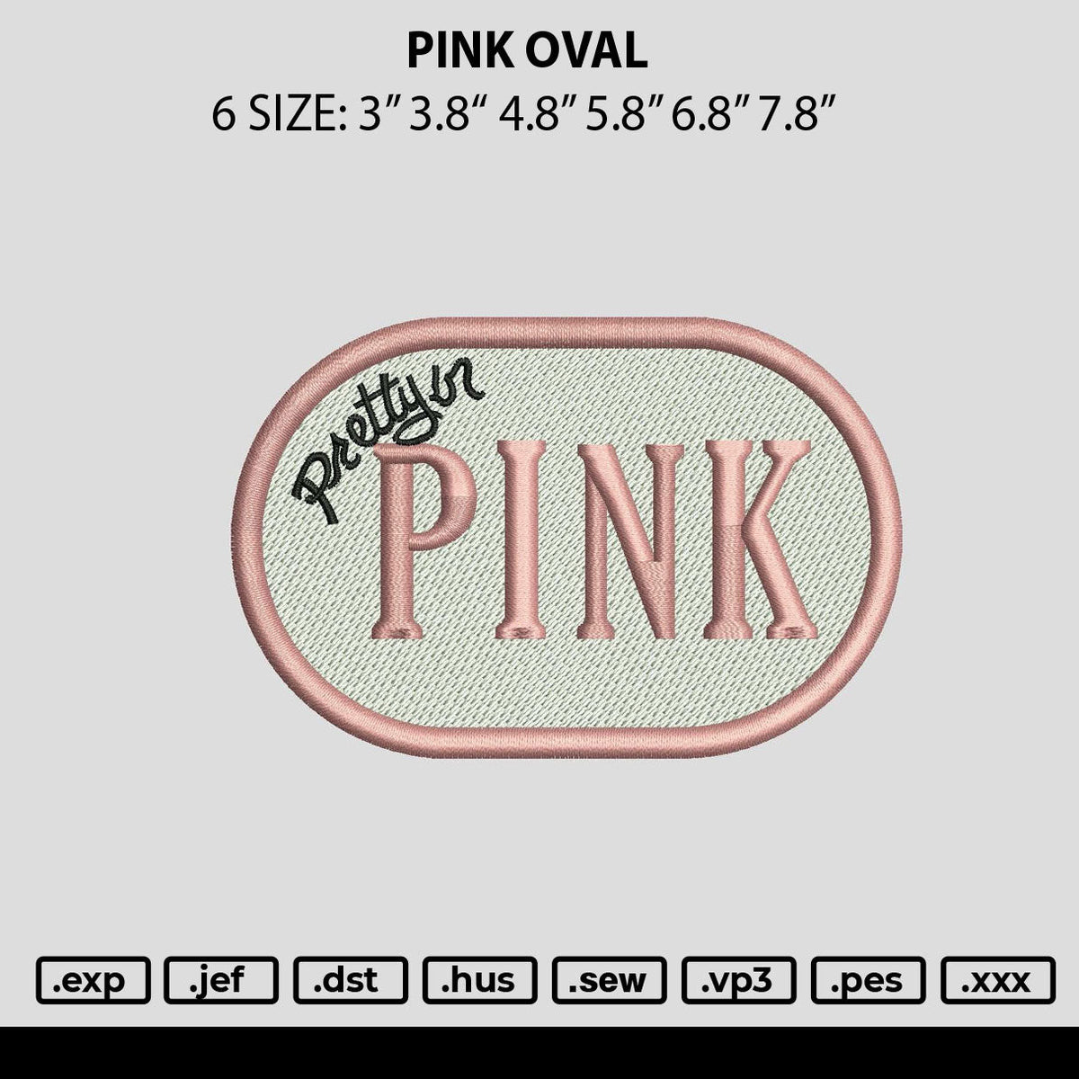 Pink Oval Embroidery File 6 sizes