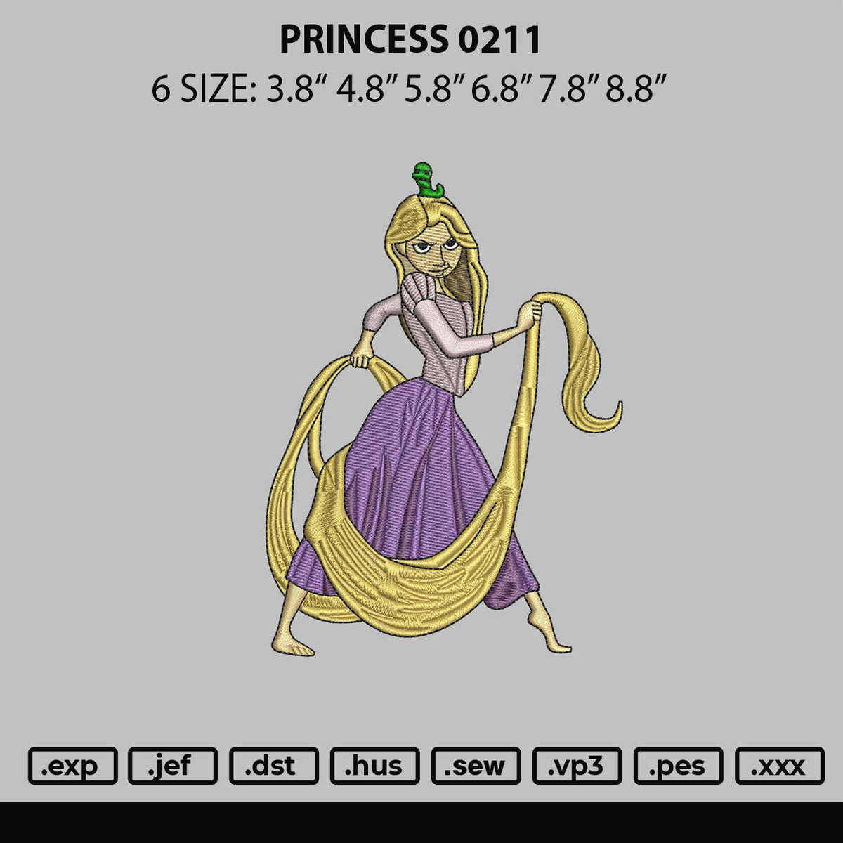 Princess 0211 Embroidery File 6 sizes