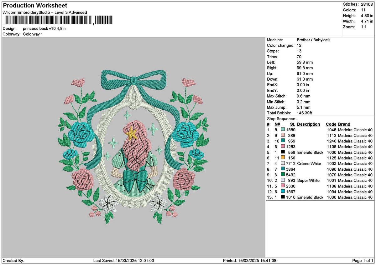 Princessflowers v10 Embroidery File 6 sizes