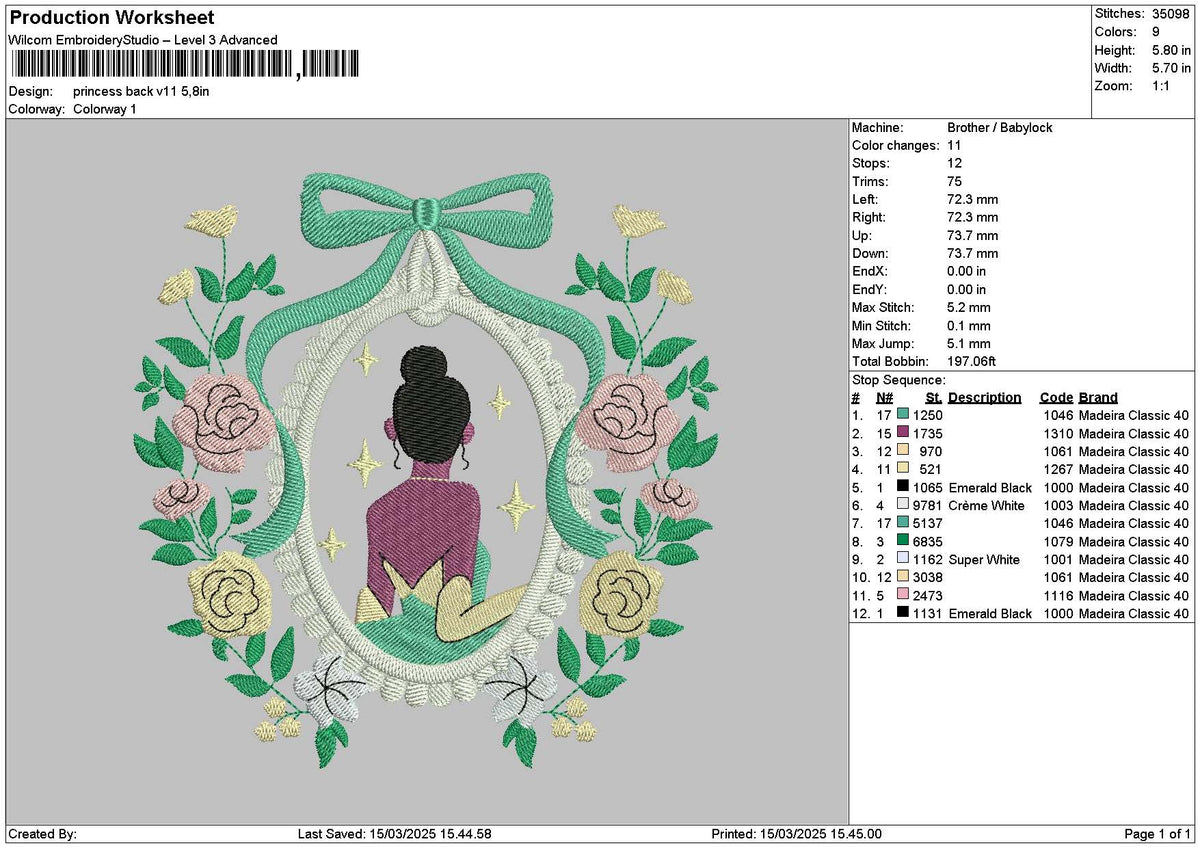 Princessflowers v11 Embroidery File 6 sizes