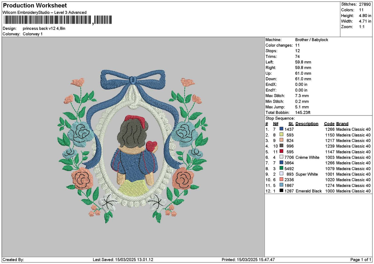 Princessflowers V12 Embroidery File 6 sizes