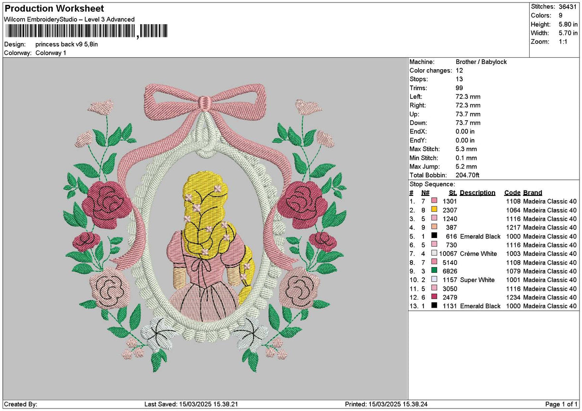 Princessflowers V9 Embroidery File 6 sizes