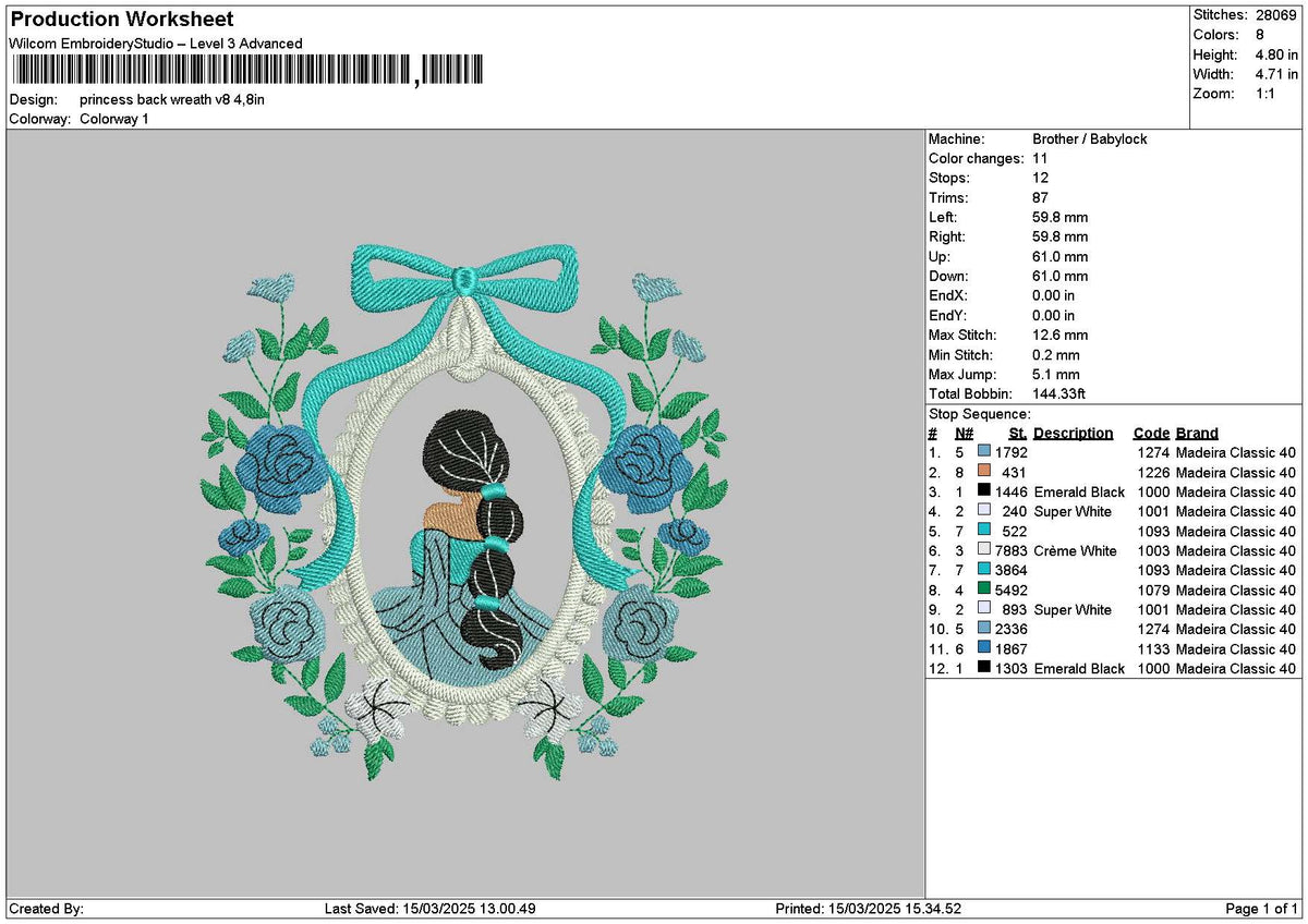 Princessflowers V8 Embroidery File 6 sizes