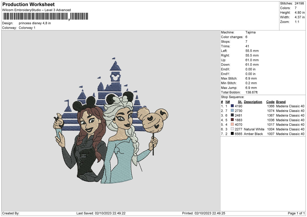 Princess Land Embroidery File 6 sizes
