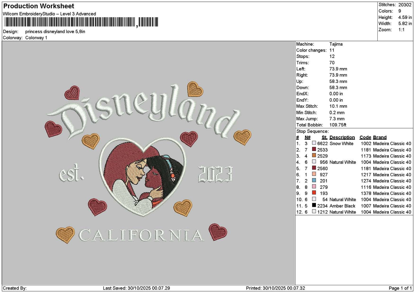 Dland Ariel 2910 Embroidery File 6 sizes