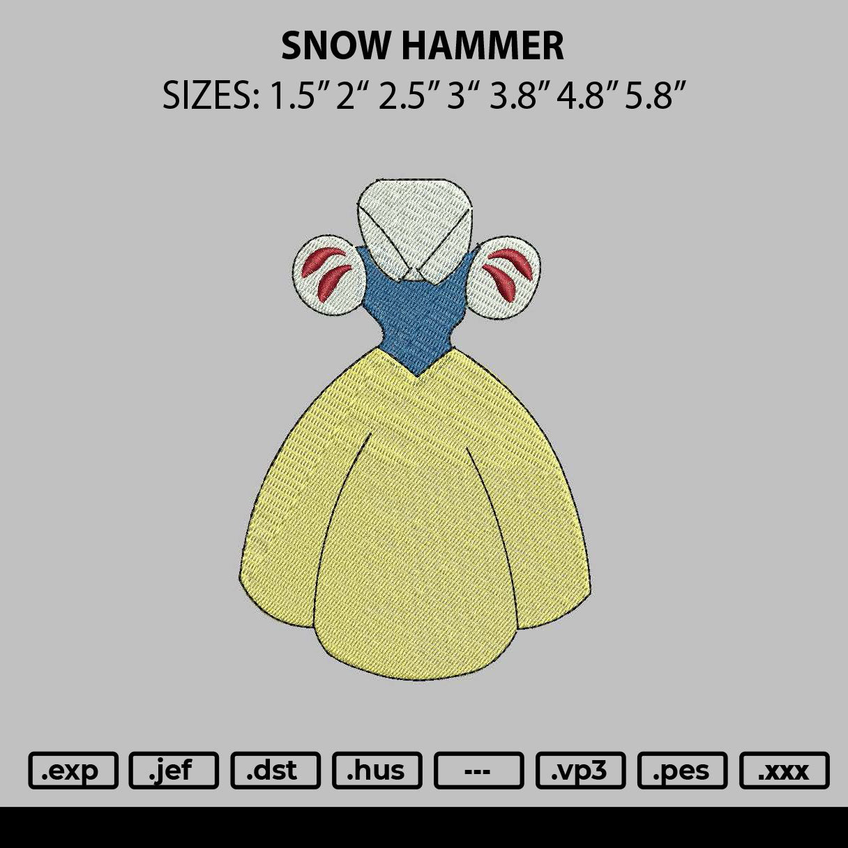 Dress Snow Embroidery File 6 sizes