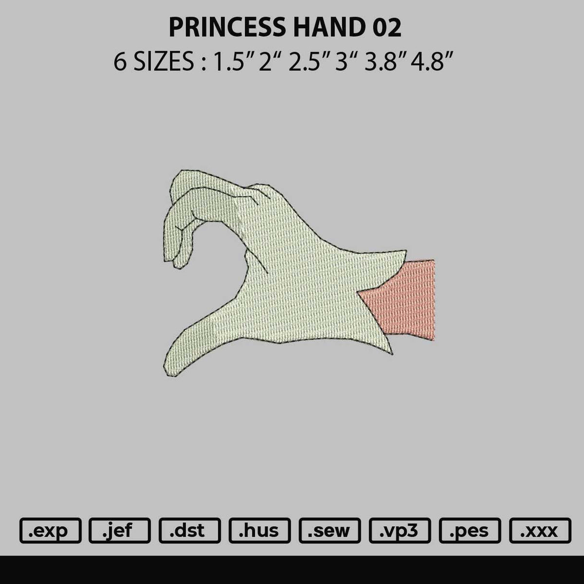 Princess Hand 02 Embroidery File 6 sizes