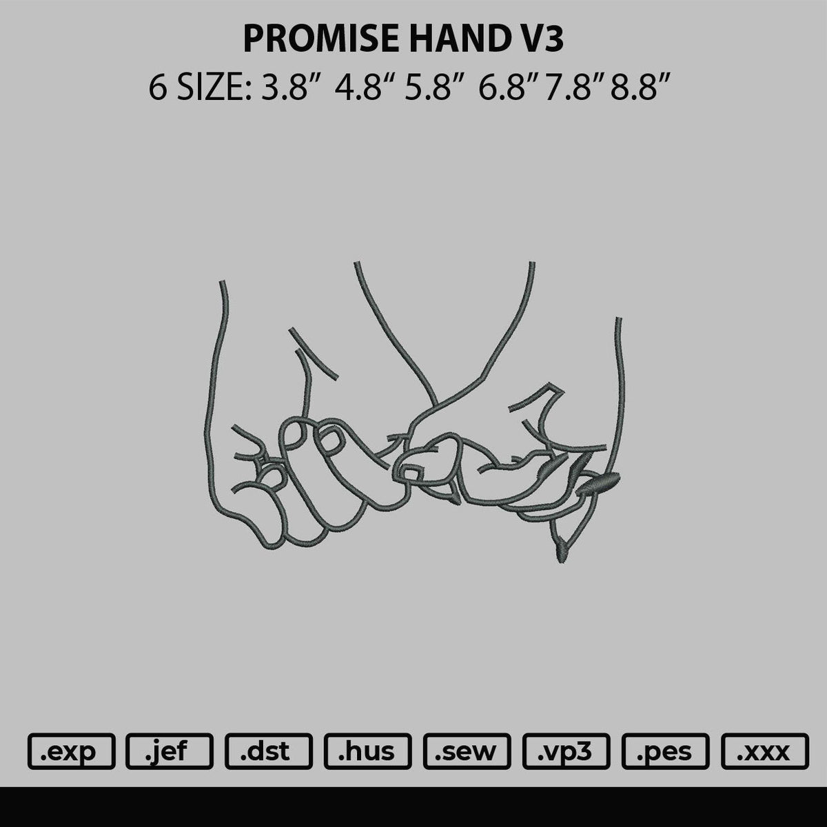 Promise Hand V3 Embroidery File 6 sizes