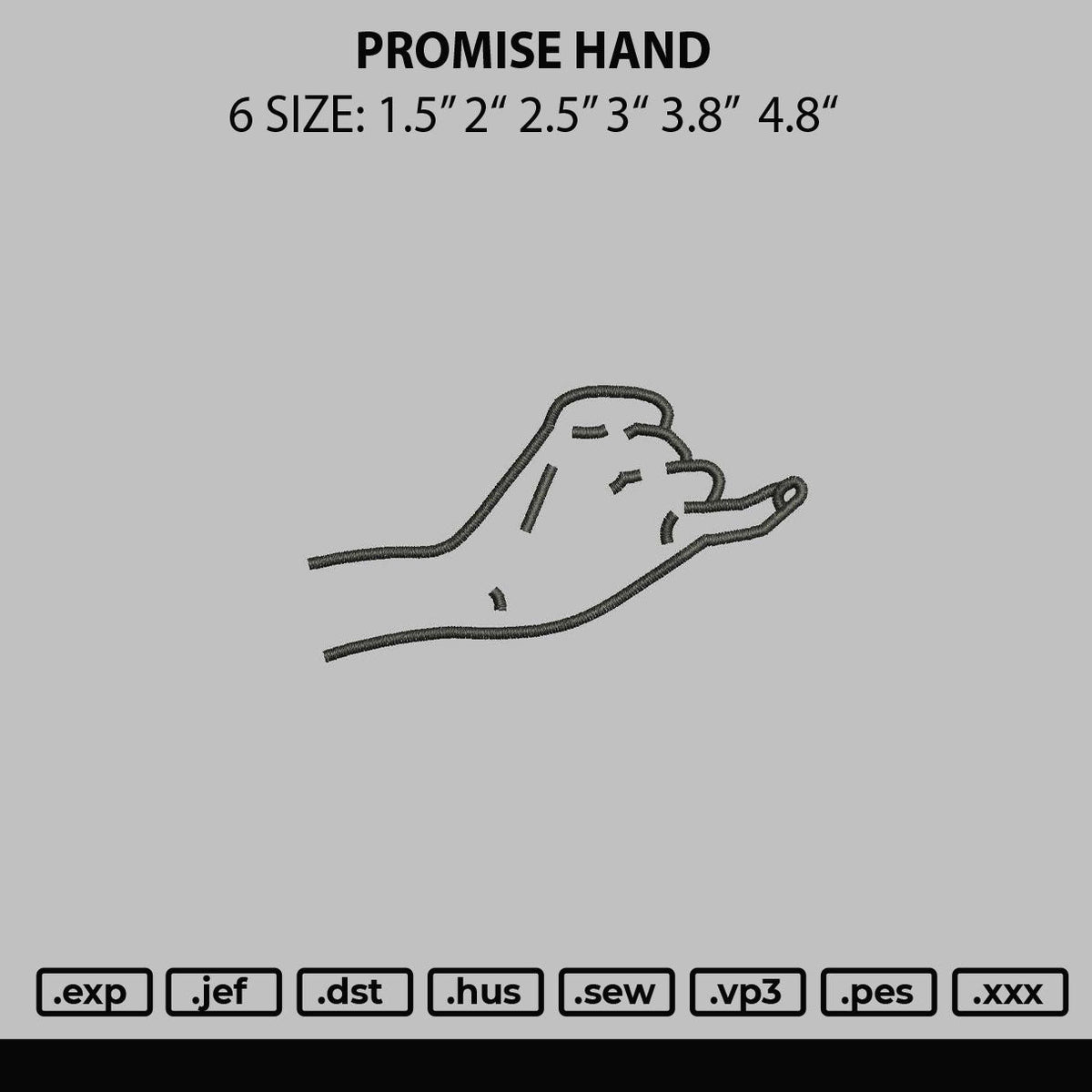 Promise Hand V2 Embroidery File 6 sizes