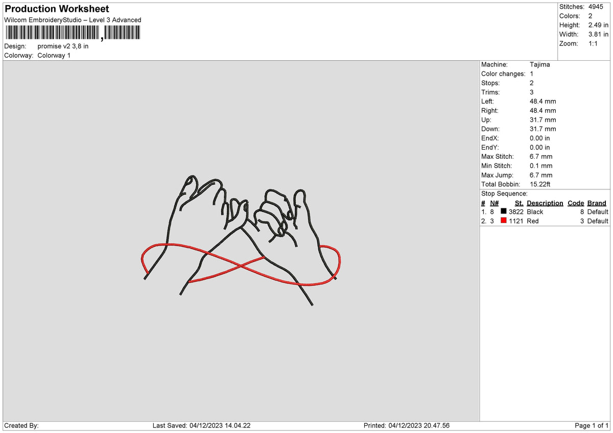 Promise V2 Embroidery File 6 sizes