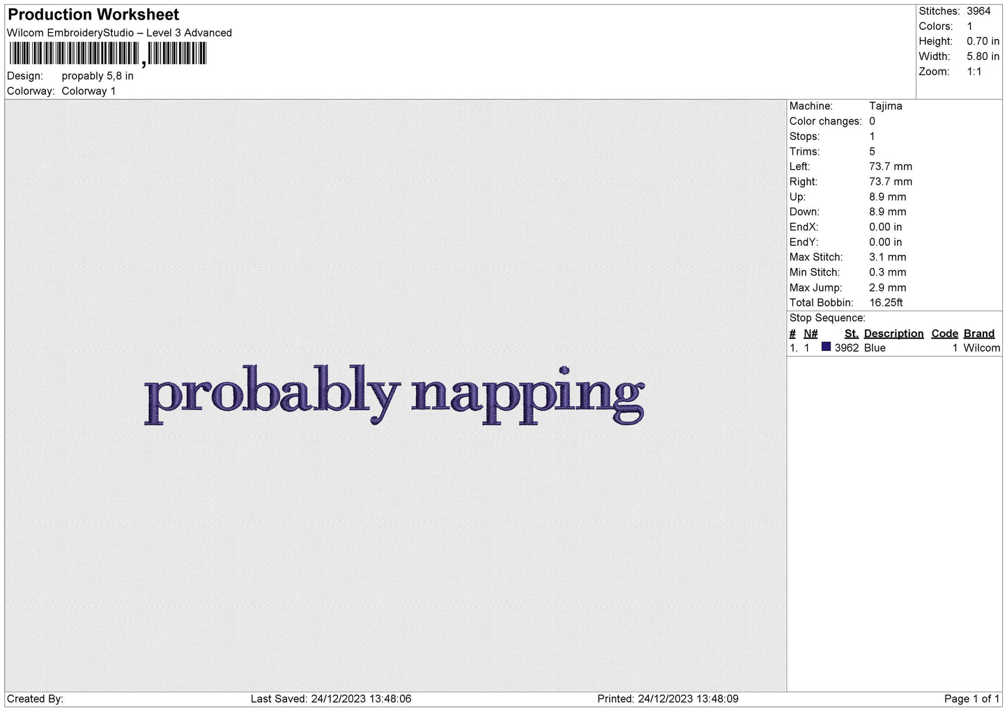 Propably Embroidery File 6 size