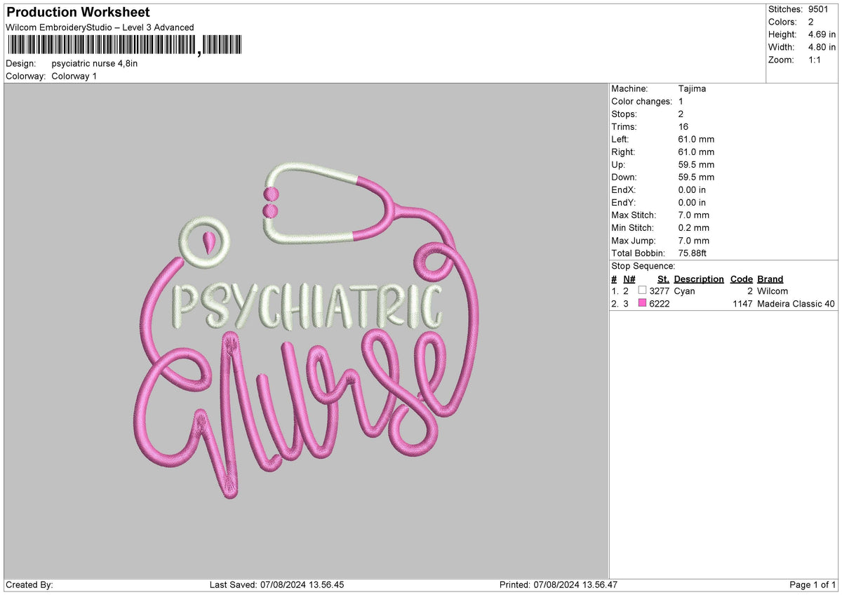 Nursetext 0708 Embroidery File 6 sizes