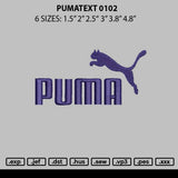 Pumatext 0102 Embroidery File 6 sizes