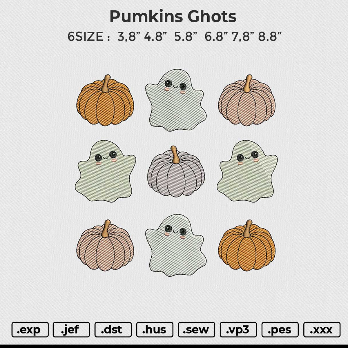 Pumkins Ghots Embroidery File 6 size