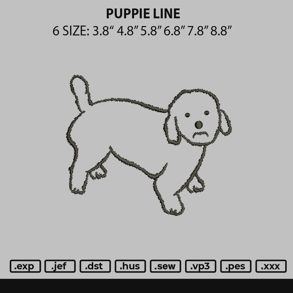 Puppie Line Embroidery File 6 sizes