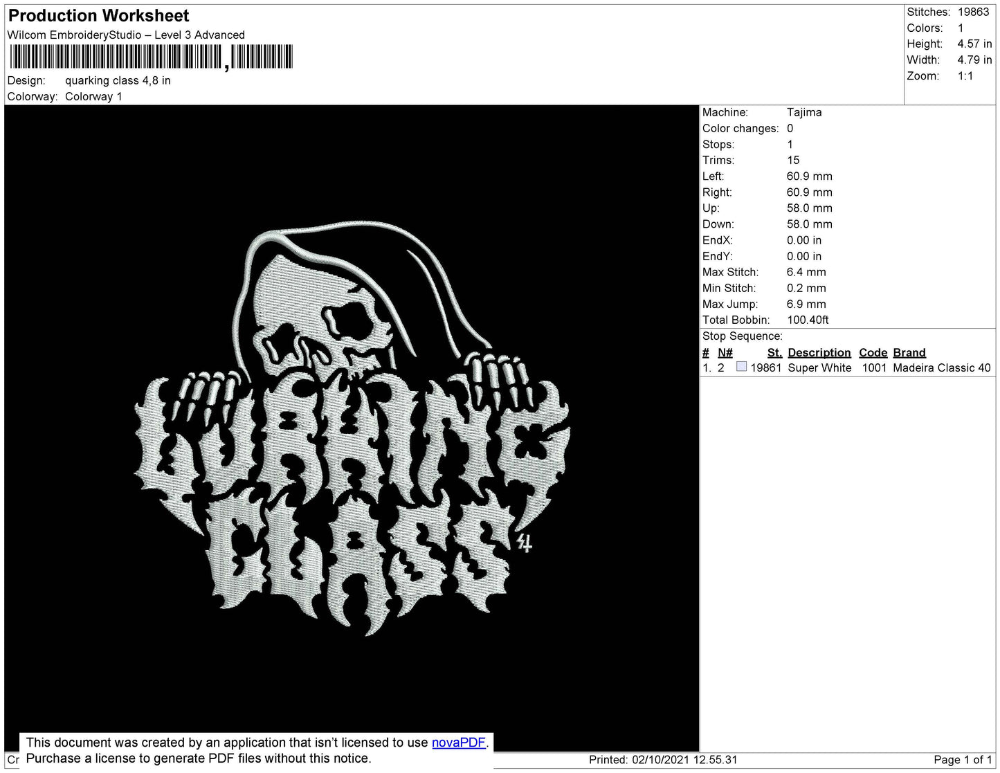 Quarking Class Embroidery