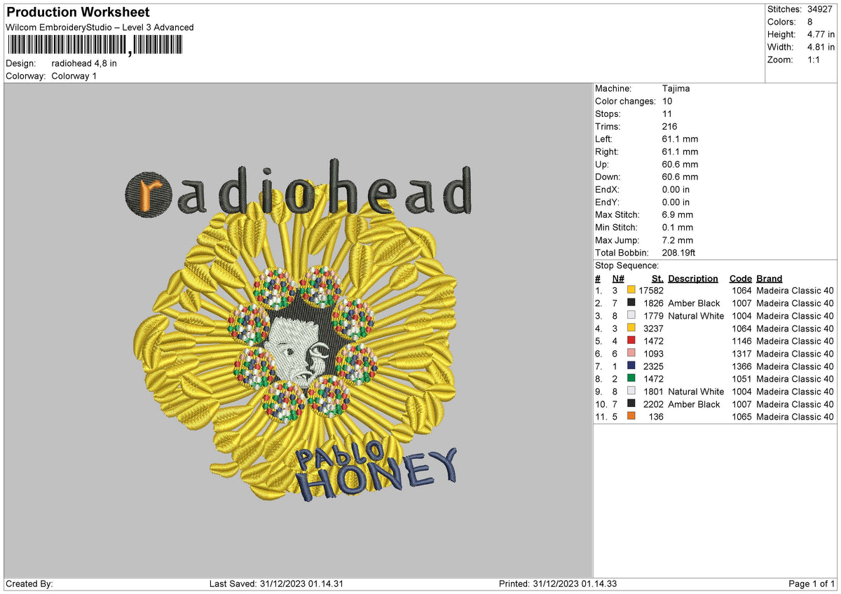 Radio Flower Embroidery File 6 sizes