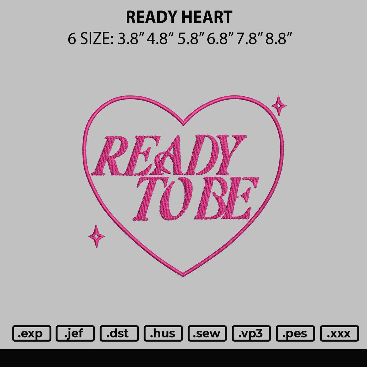 Ready Heart Embroidery File 6 sizes