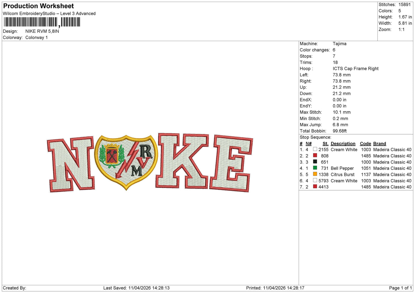 NIKE RVM Embroidery File 6 sizes