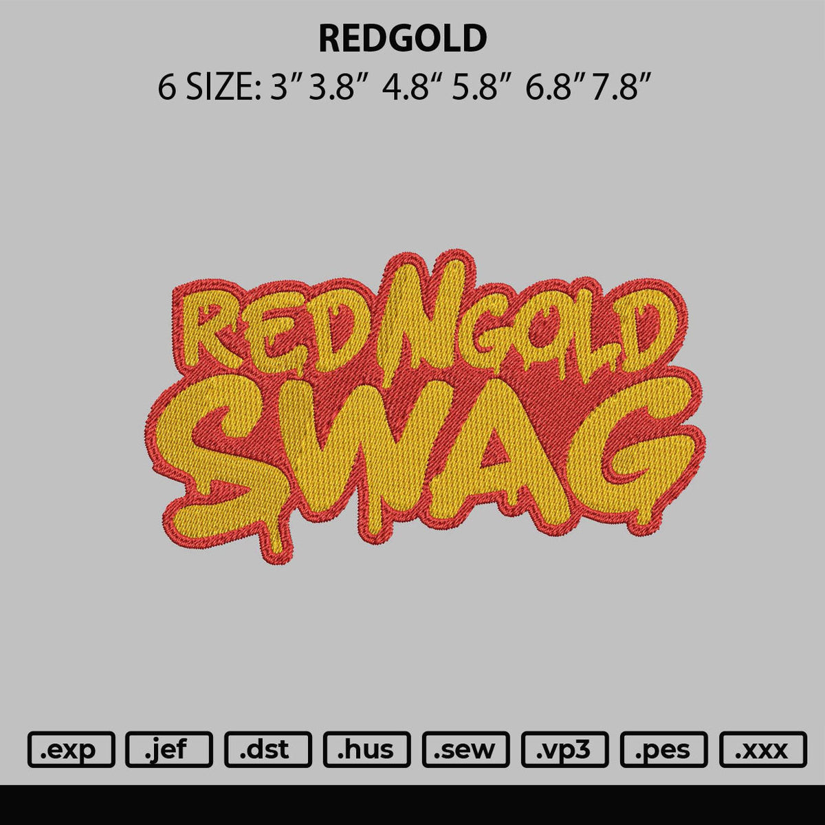 Redgold Embroidery File 6 sizes