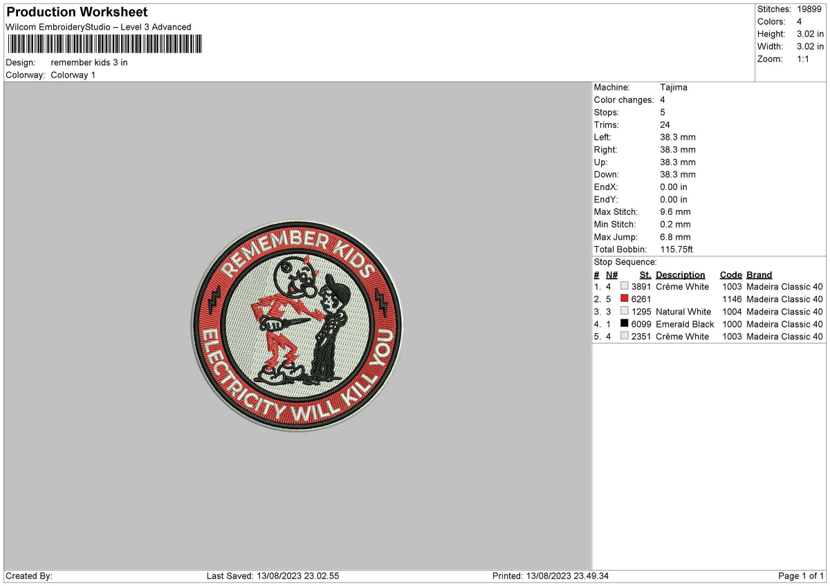 Remember Kids Embroidery File 6 sizes