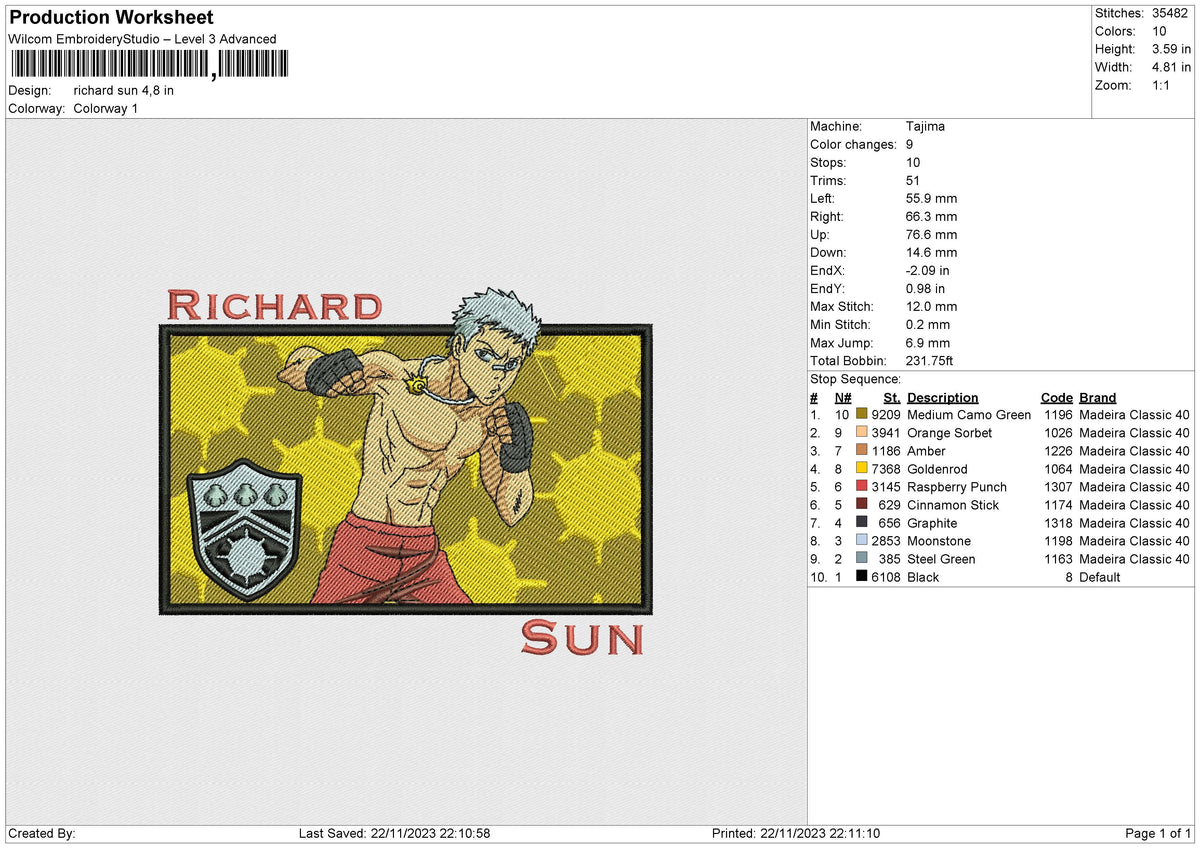 Richard sun Embroidery File 6 size