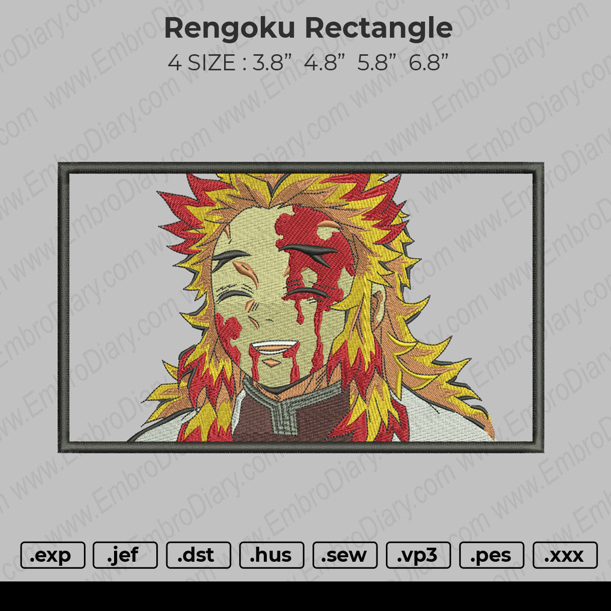 Rengoku Rectangle Embroidery