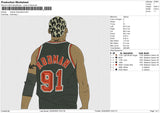 Rodman illustration Embroidery File 6 size