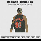 Rodman illustration Embroidery File 6 size