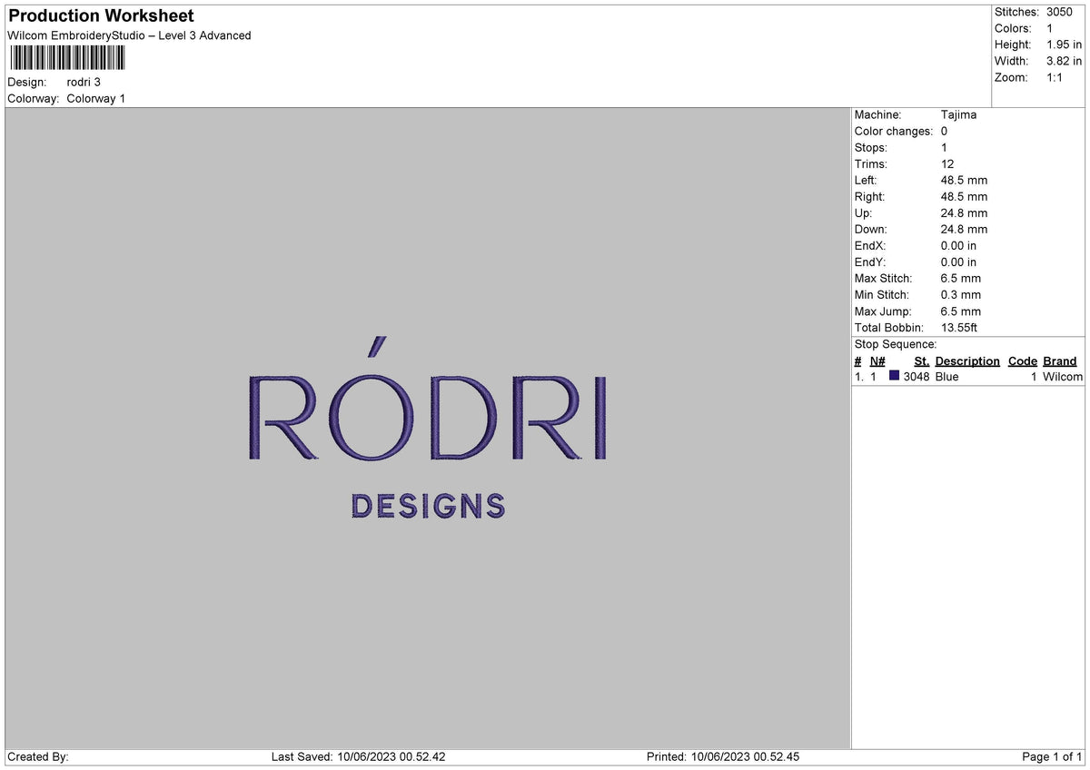 Rodri R Embroidery File 6 sizes