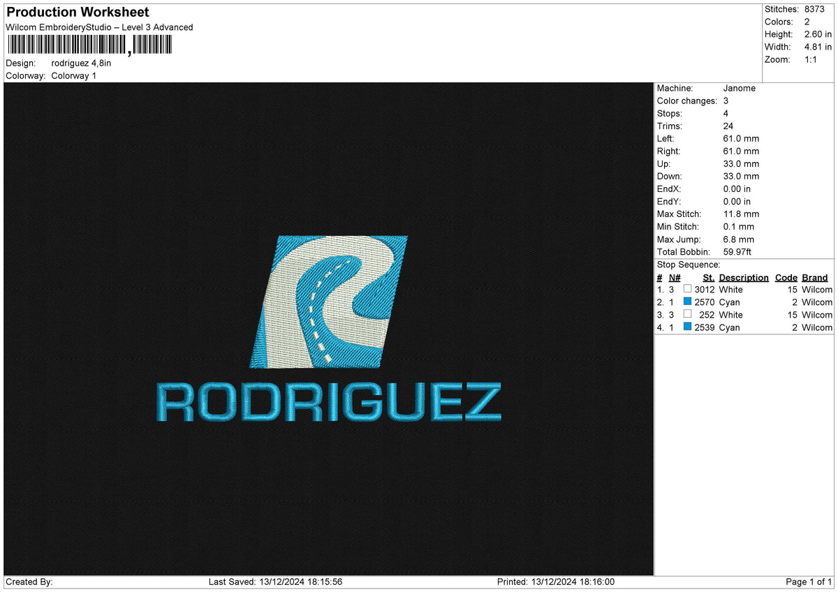Rodriguez Embroidery File 6 size
