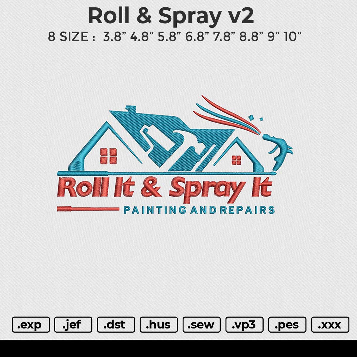 Roll & Spray V2 Embroidery File 6 size
