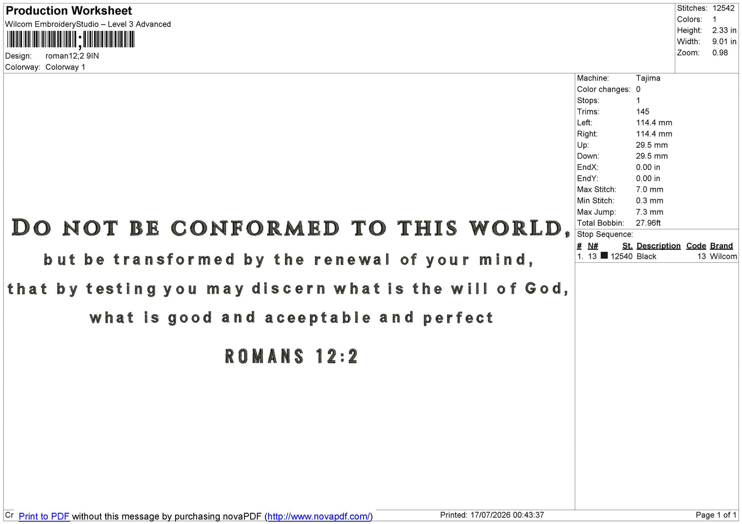 Roman12;2 Embroidery File 6 sizes
