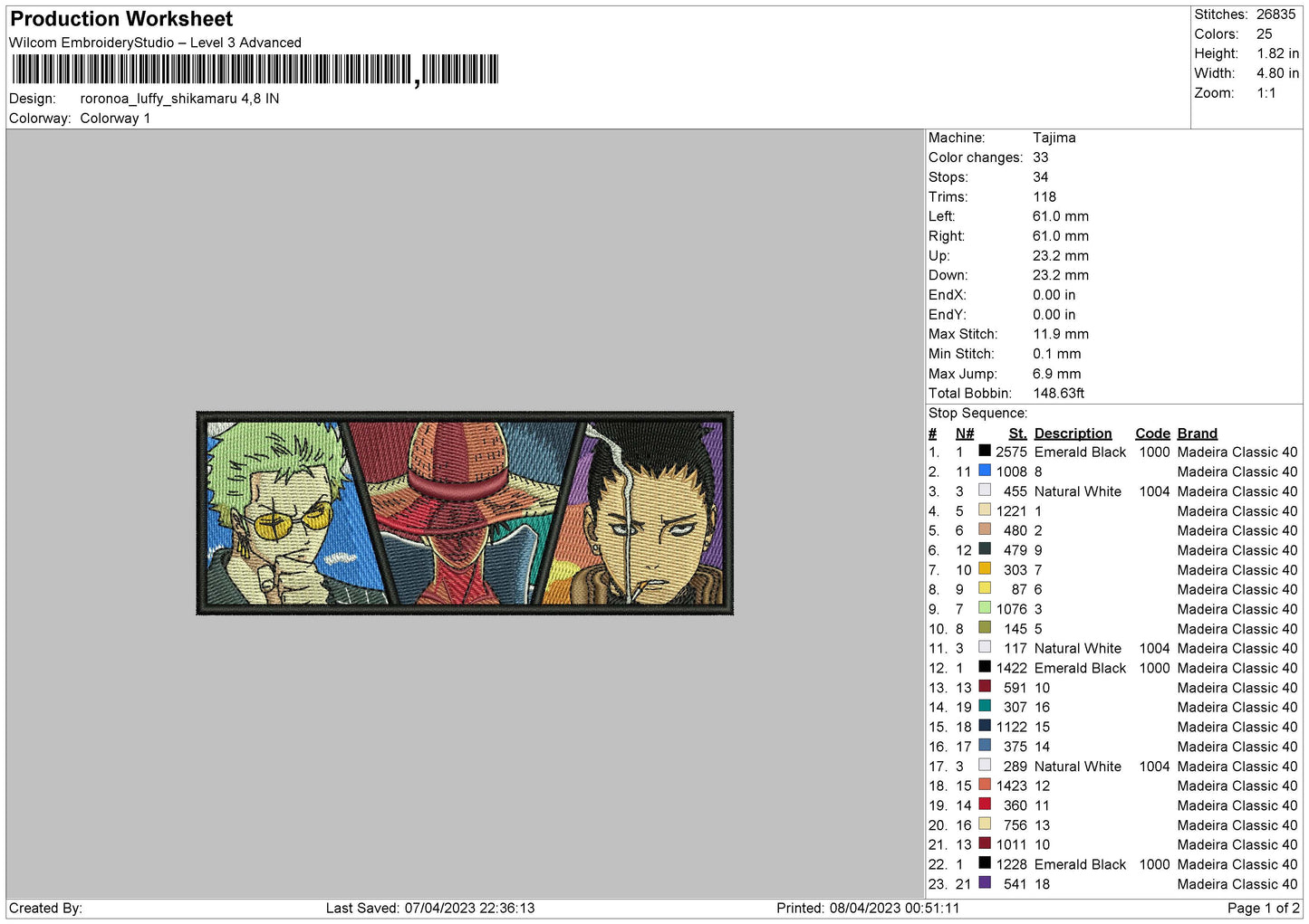 Anime Rectangle 0804 Embroidery