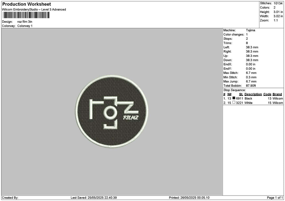 Rozcircle Embroidery File 6 sizes