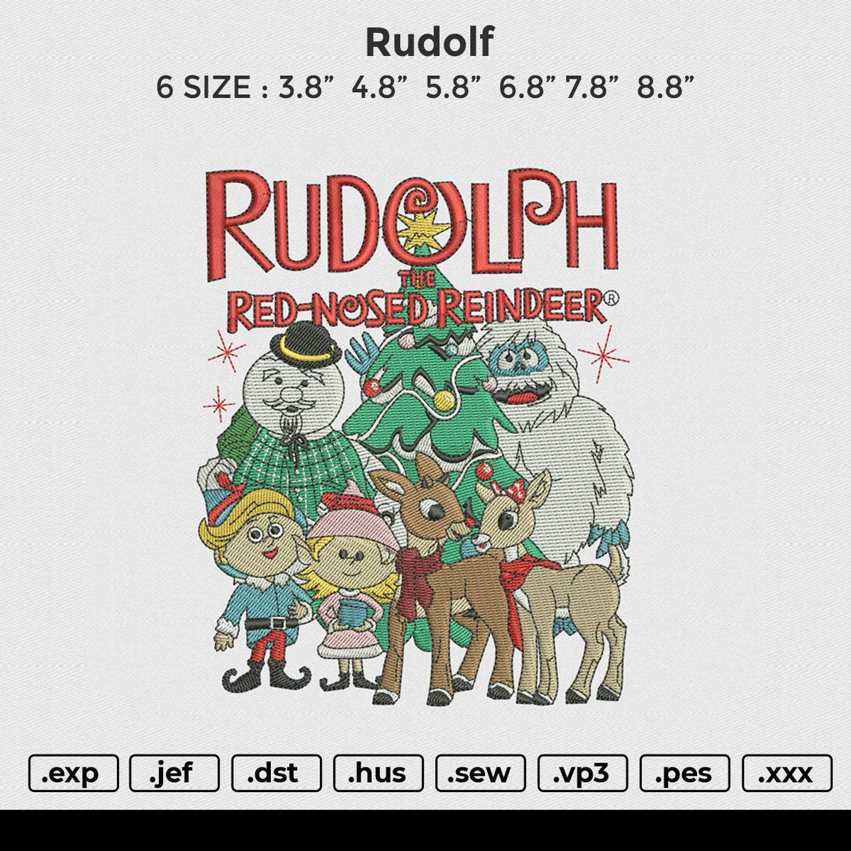 Rudolf Embroidery File 6 size