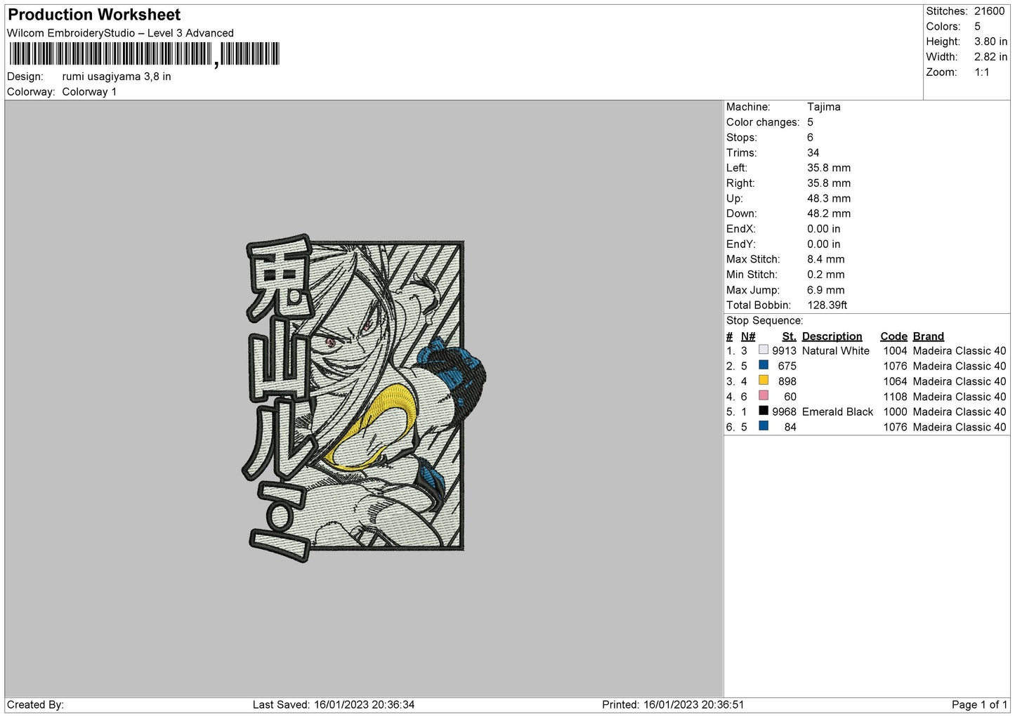 Rumi Usagi Embroidery File 6 sizes