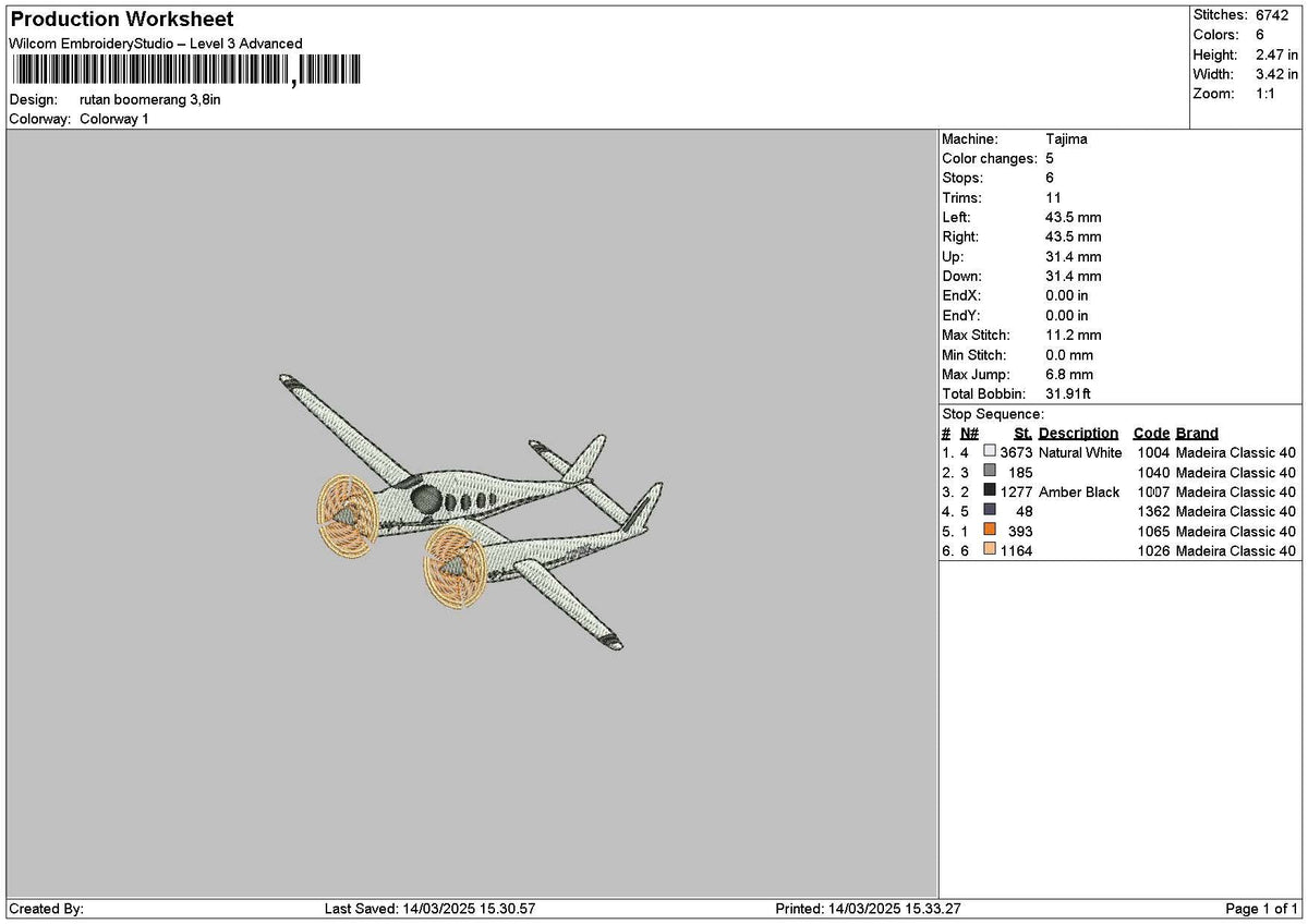 Plans 1403 Embroidery File 6 sizes