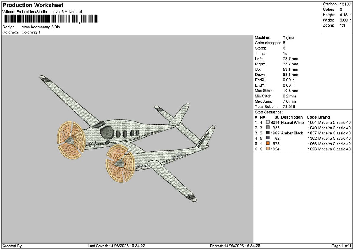 Plans 1403 Embroidery File 6 sizes