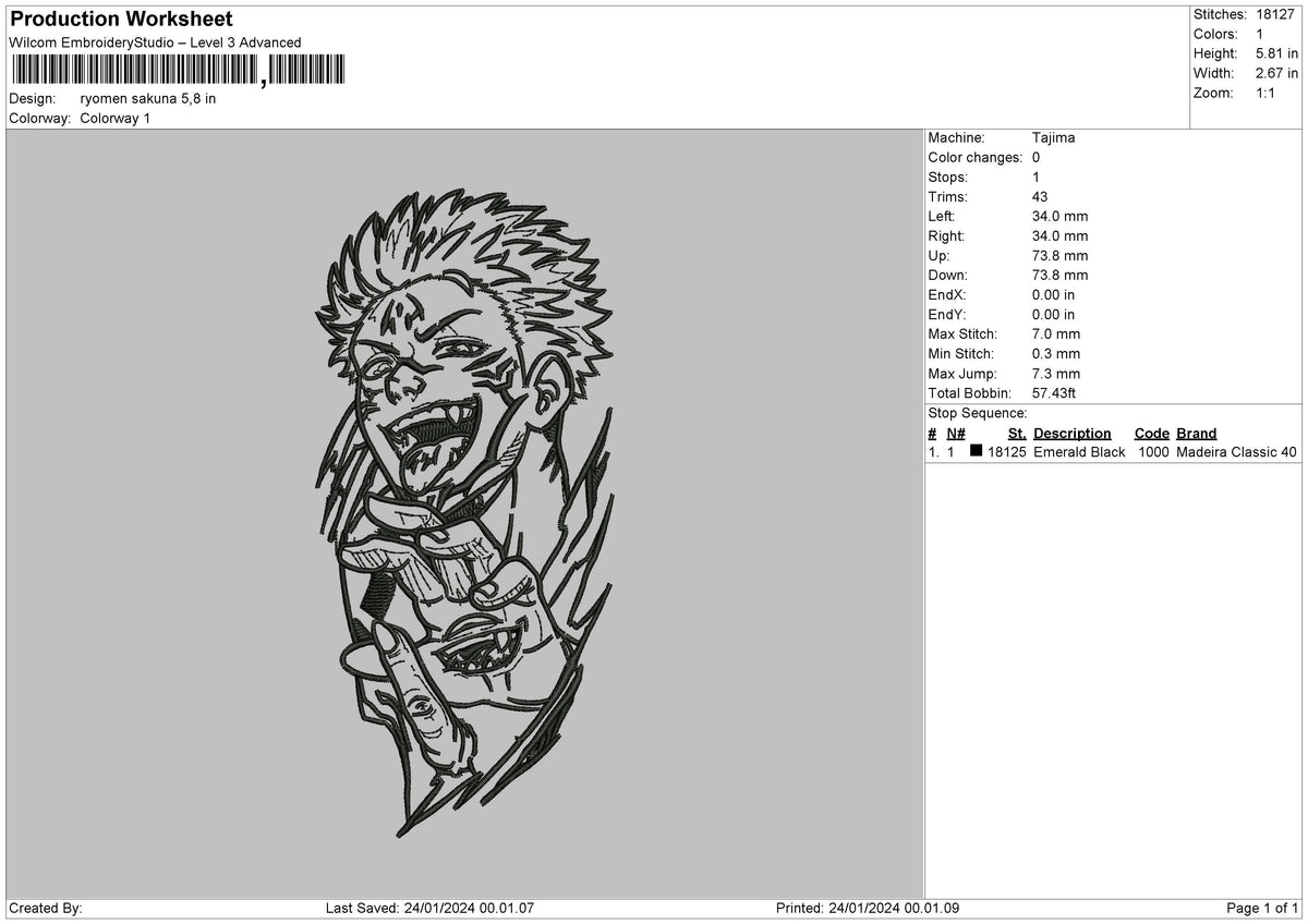 Ryomen Line Embroidery File 6 sizes